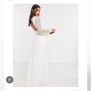 ASOS Virgo lounge long maxi dress with side slit white new with tags size UK12